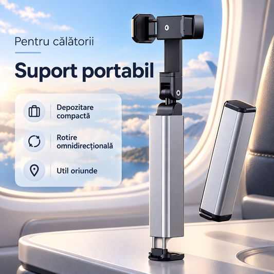 Suport Telefon Pliabil și Rotativ Pro – Compact, Reglabil și Ideal pentru Călătorii