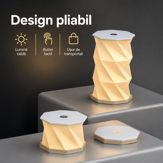 Lampă LED Pliabilă cu Lumină Caldă cu încărcare USB - Grozavă pentru citit sau atmosferă caldă în dormitor!