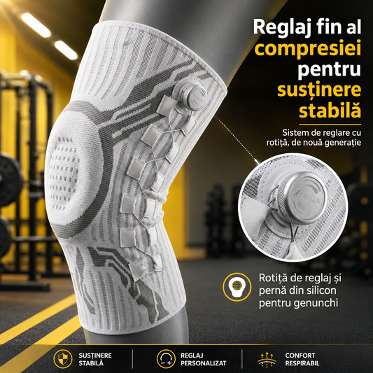 Genunchieră Sport cu Arc Reglabil – Set 2 buc. pentru ambii genunchi - Stabilitate, Amortizare și Susținere la Fiecare Mișcare