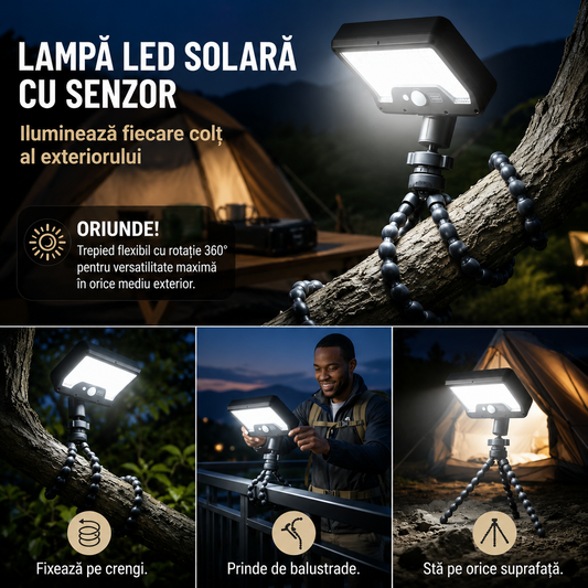 Lampă Solară Octopus 360 - Cu LED Premium, Senzor de Mișcare și rezistentă la ploaie!