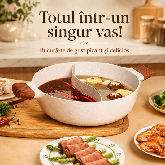 DuoCook™ – Oală cu Strat Antiaderent și Separator - Totul într-un singur vas!