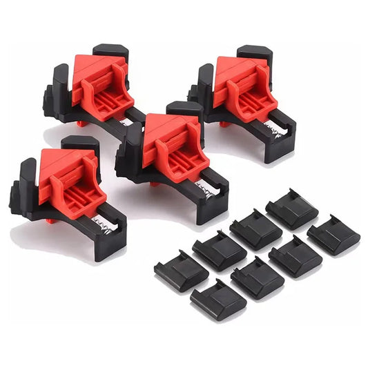 1 Buc. = 1 Set 4 Cleme de colț 90° ! Pentru tâmplărie, reglabile, cu arc, din plastic!